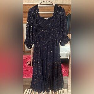 Ivy City Co Starry Night Dress in Navy Size Large